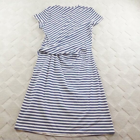J. McLaughlin Catalina Cloth Faux Wrap Dress Womens Large Striped Blue White - Picture 10 of 11